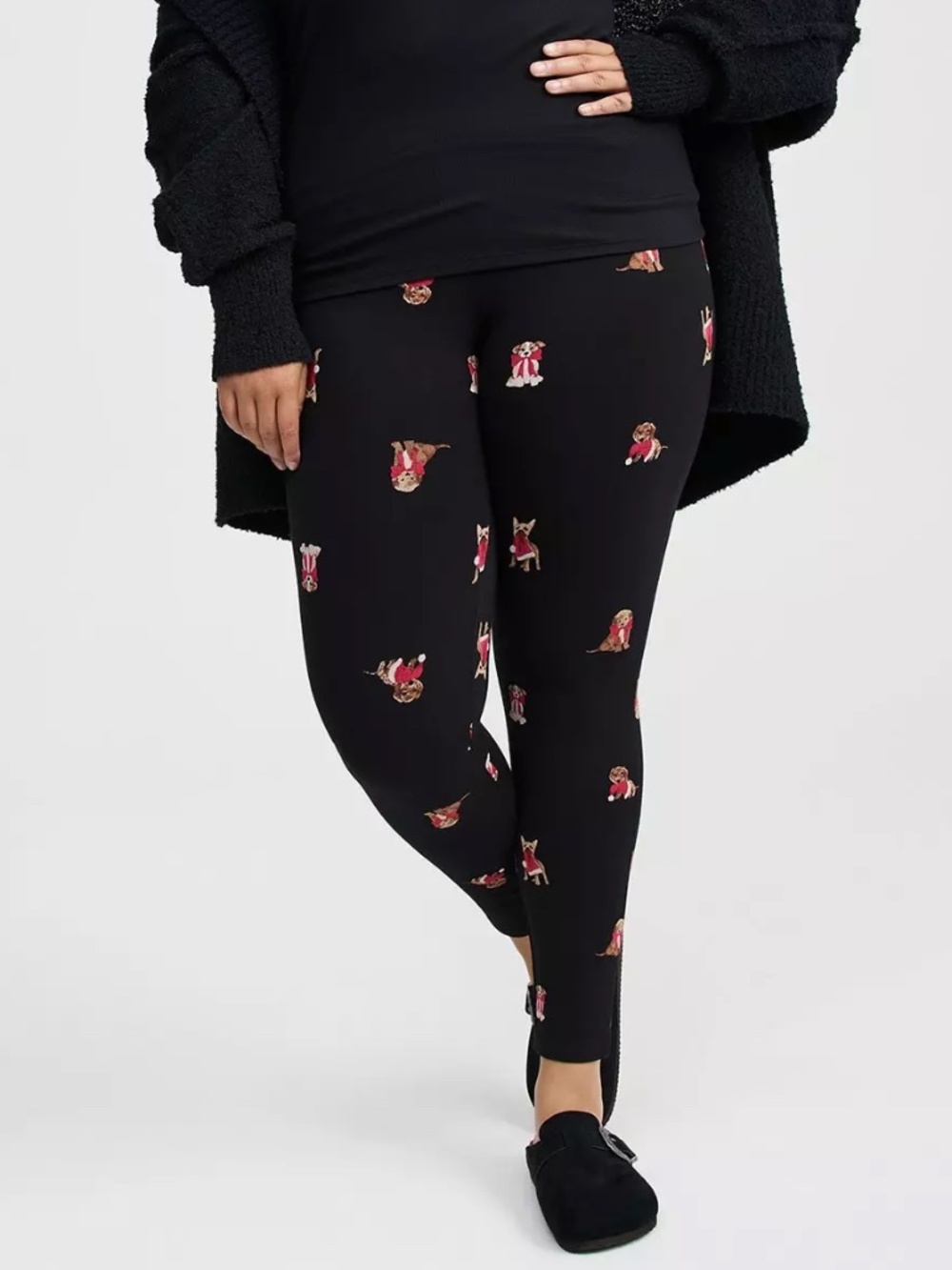 Torrid Leggings 2X Black Joyful Dogs Holiday High Rise Full Length Plus Size NWT